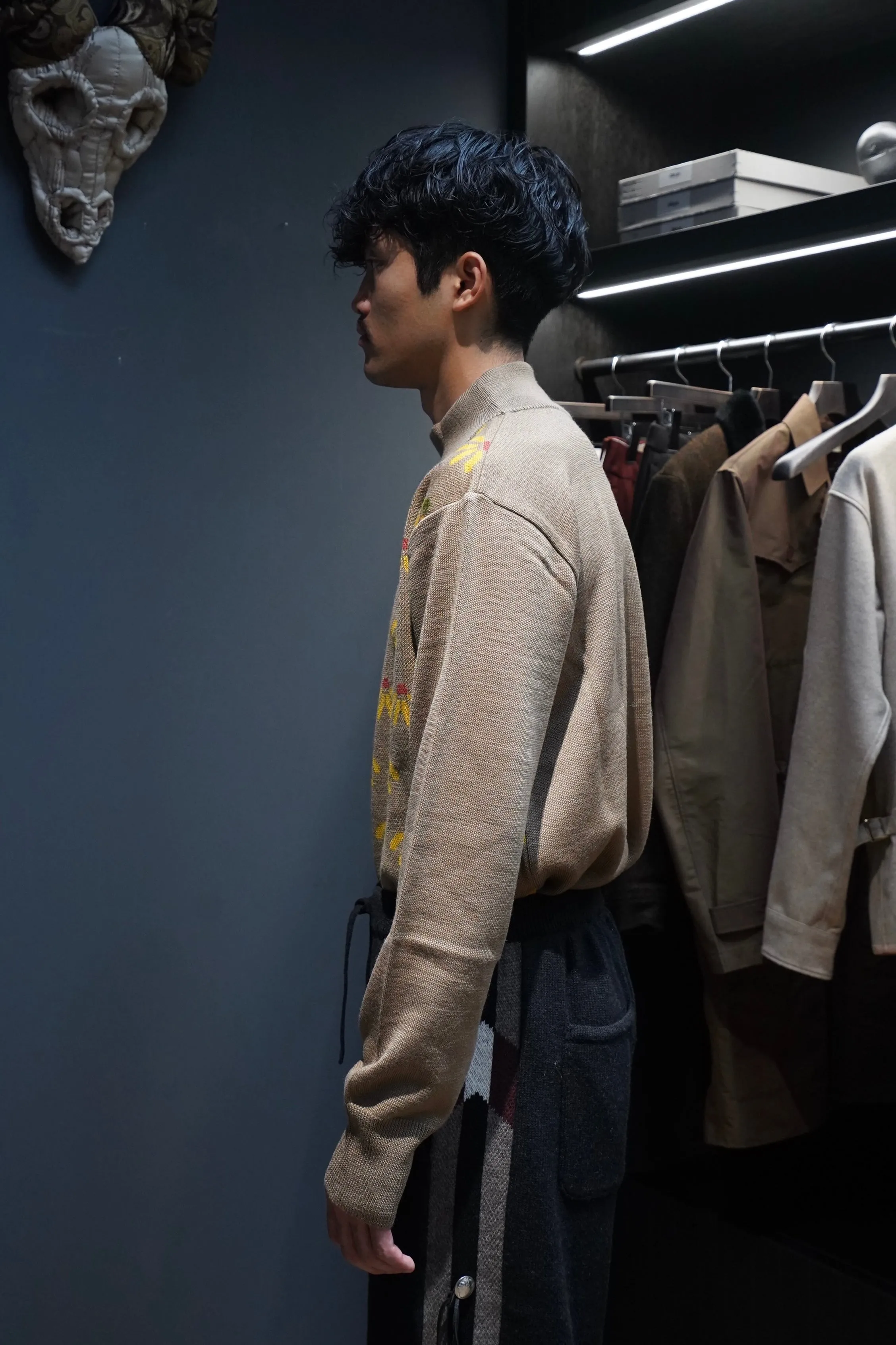 Sasquatchfabrix. MOCKNECK KNIT "FLOWER" (MOCHA)