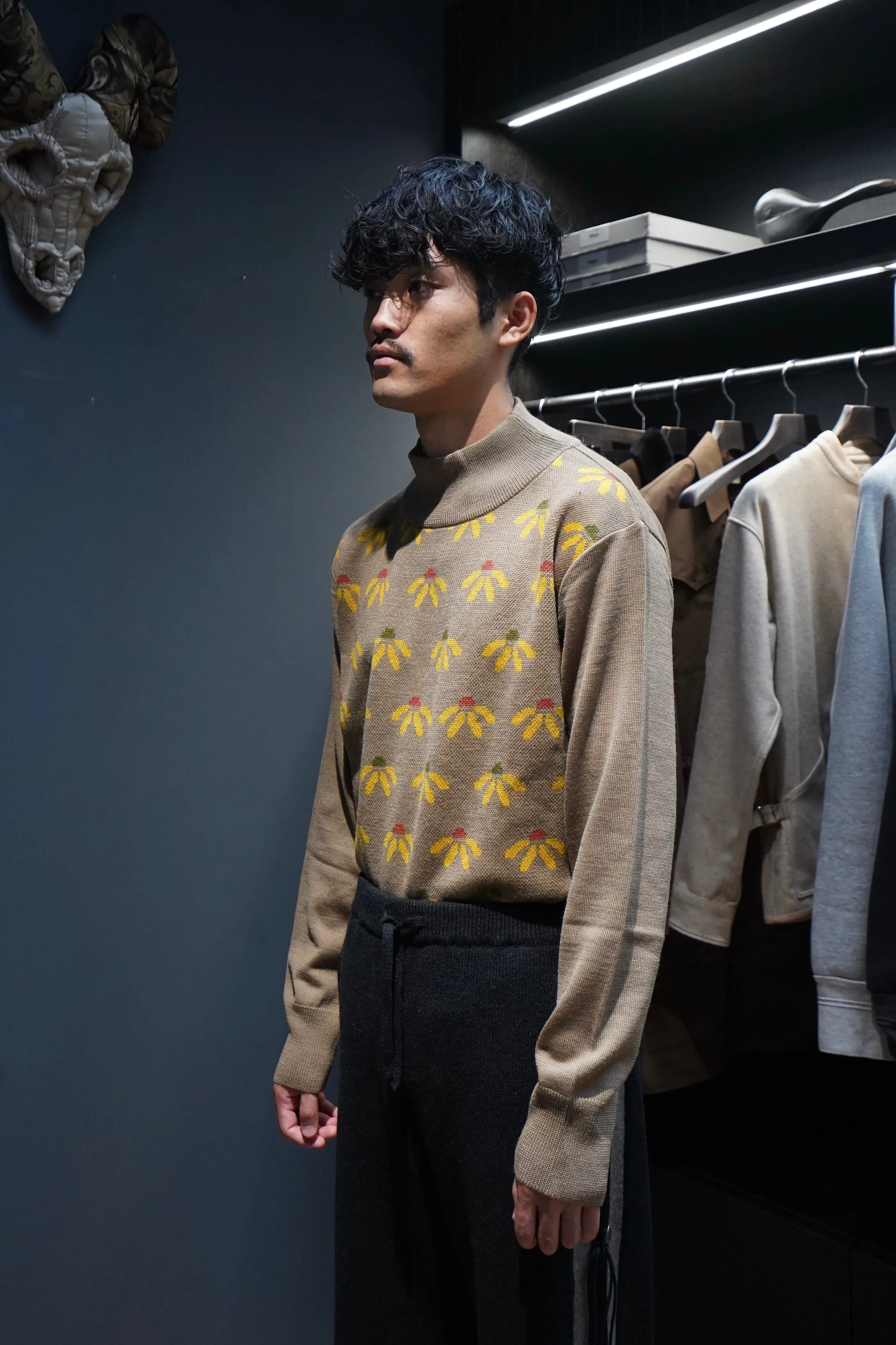 Sasquatchfabrix. MOCKNECK KNIT "FLOWER" (MOCHA)