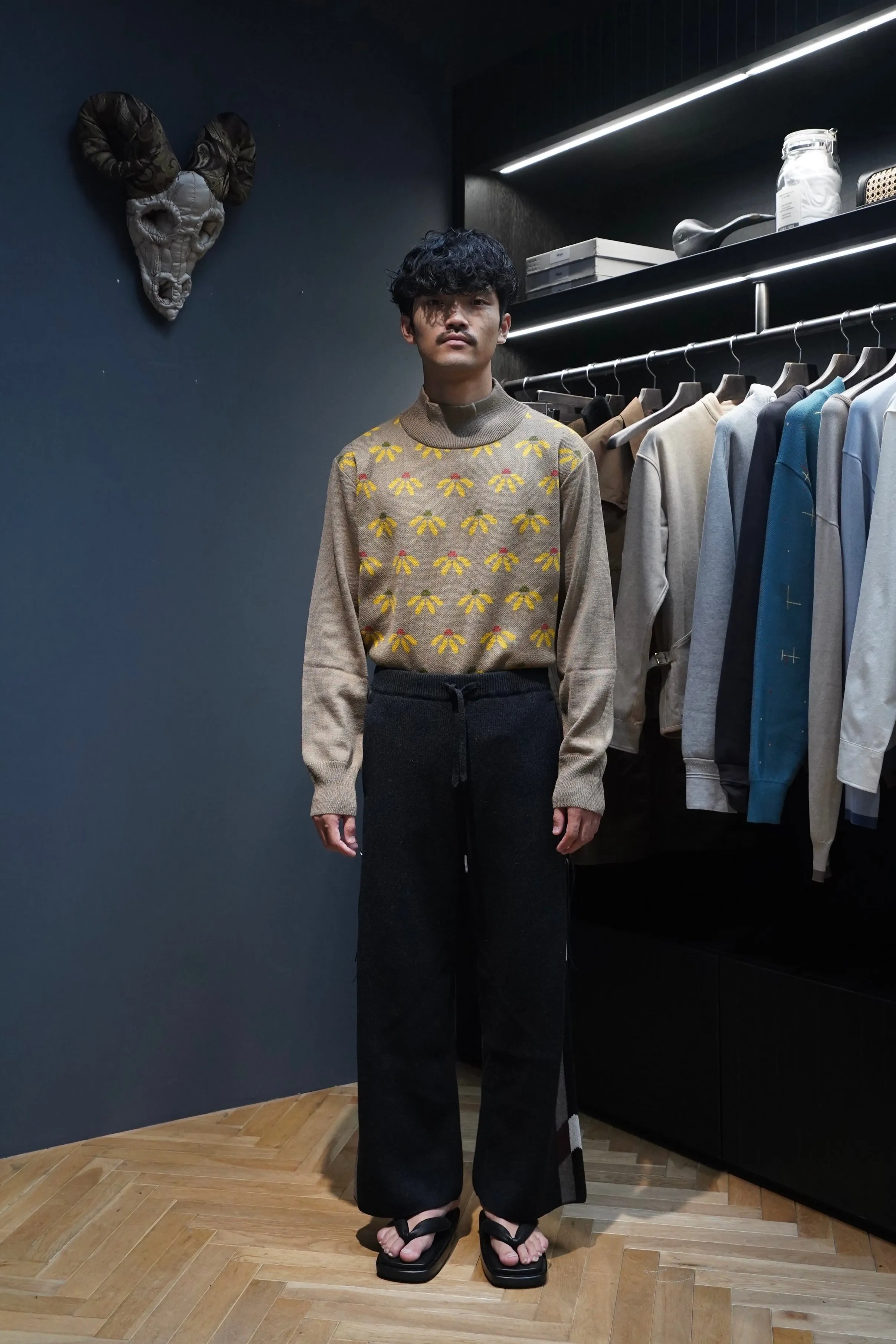 Sasquatchfabrix. MOCKNECK KNIT "FLOWER" (MOCHA)