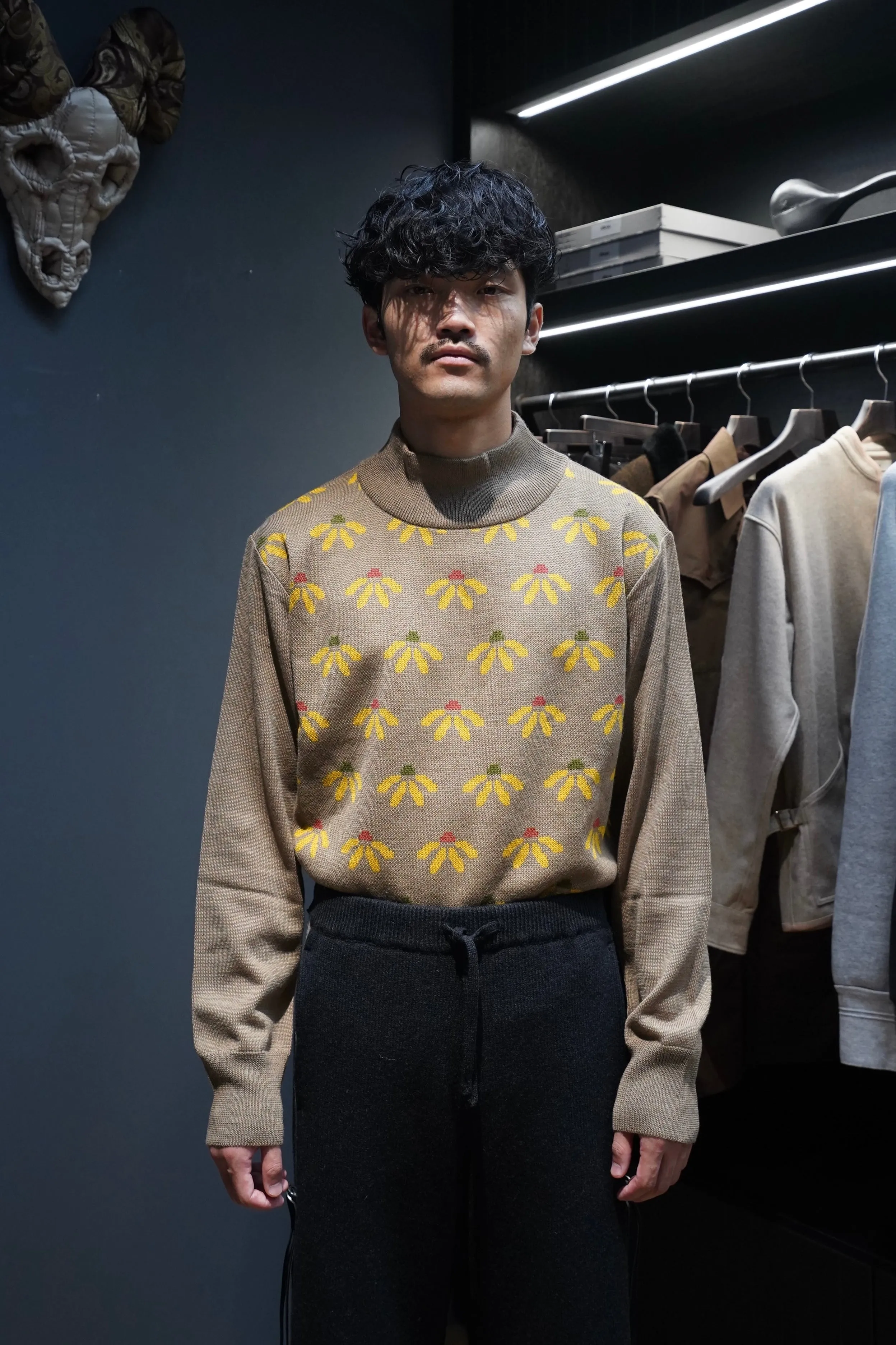 Sasquatchfabrix. MOCKNECK KNIT "FLOWER" (MOCHA)