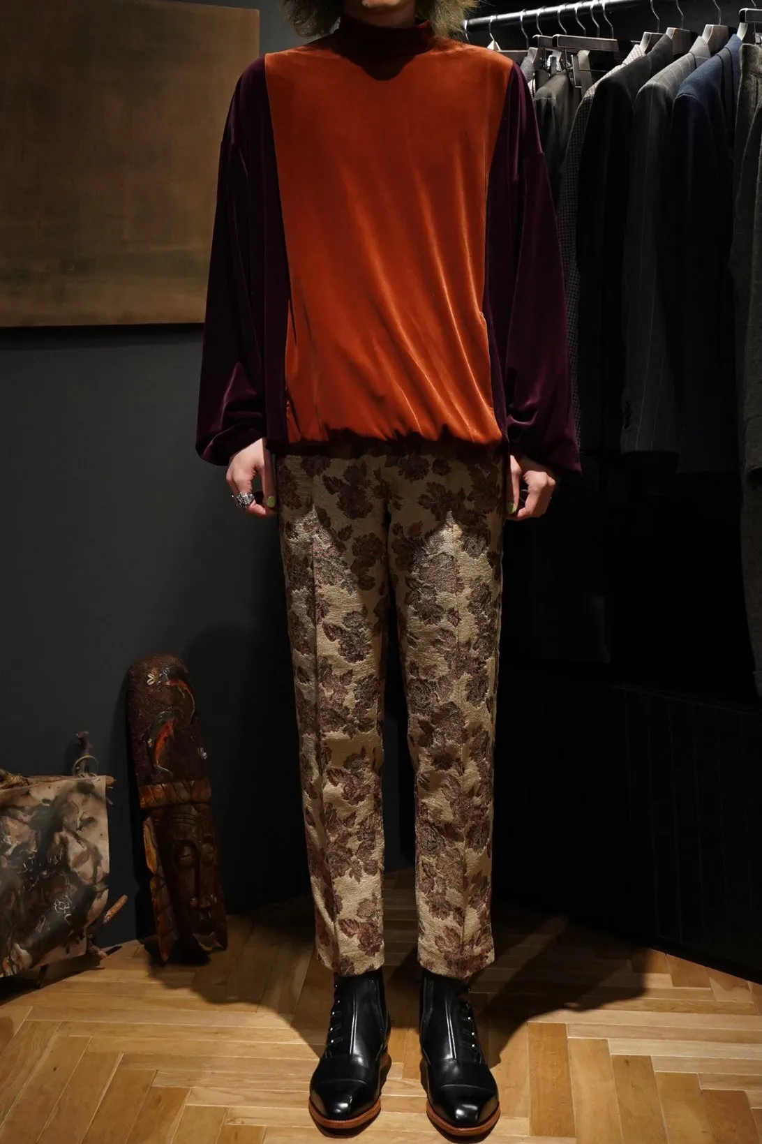 Sasquatchfabrix. VELOUR MOCKNECK (ORANGE×PURPLE)