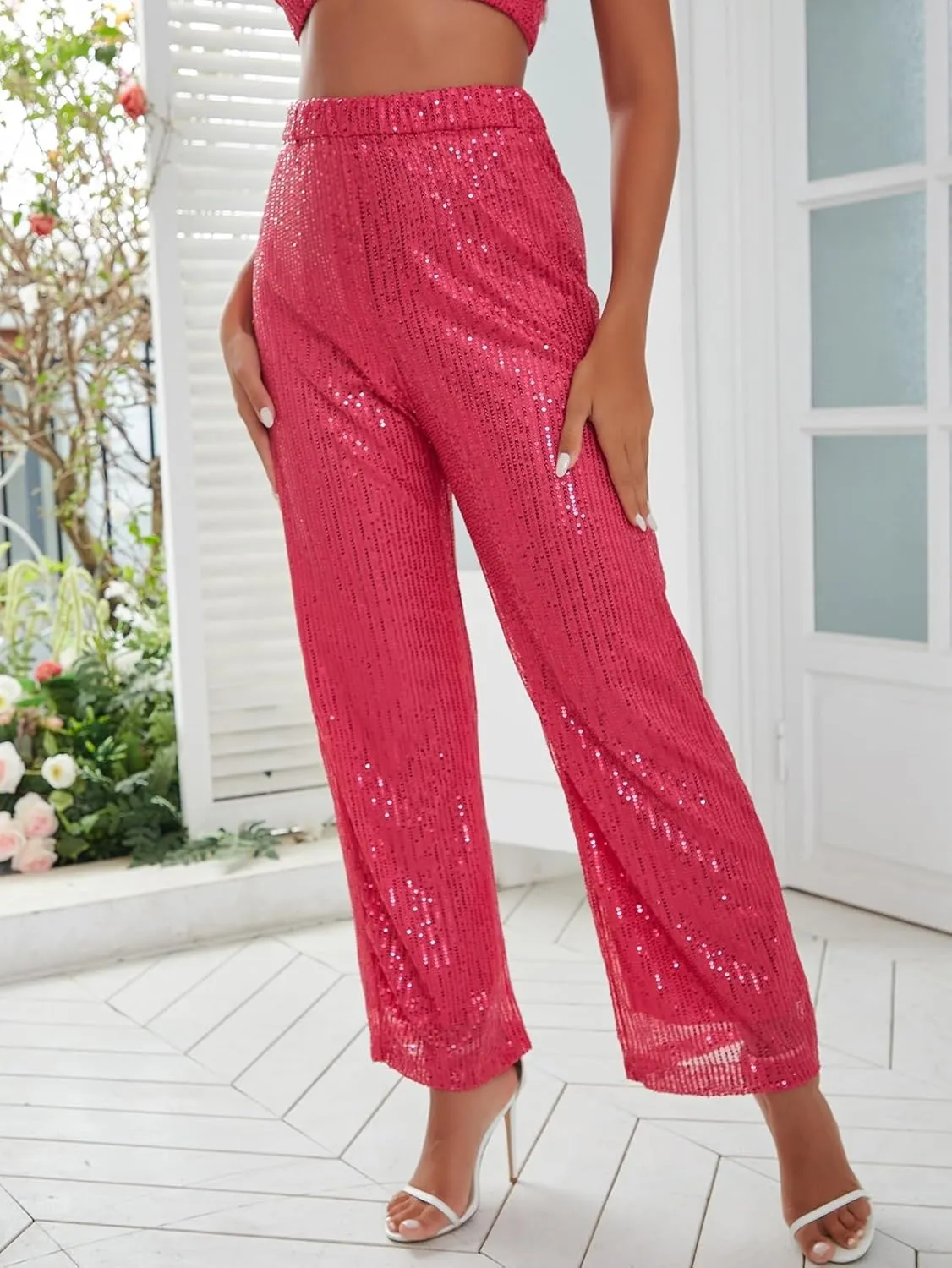SECOLI Women's 2024 Causal Straight Leg Long Pants High Waist Straight Leg Pants