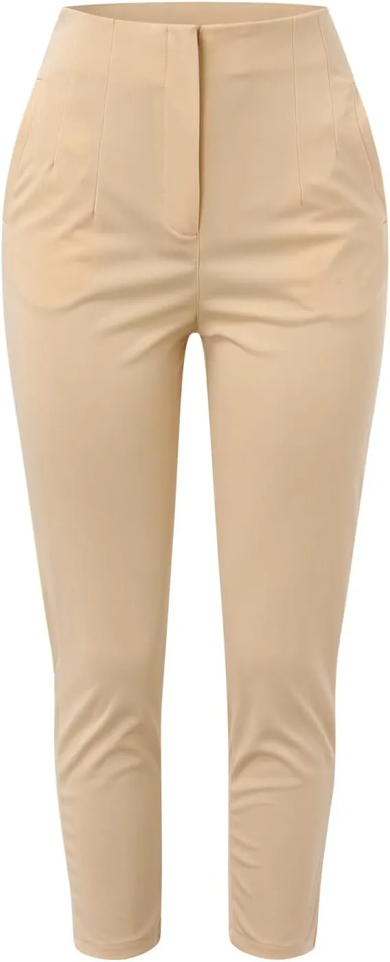 Slim Skinny Pants for Women Business High Waist Lifting Hop Trousers Casual Straight Leg Ankle Pants with Pockets