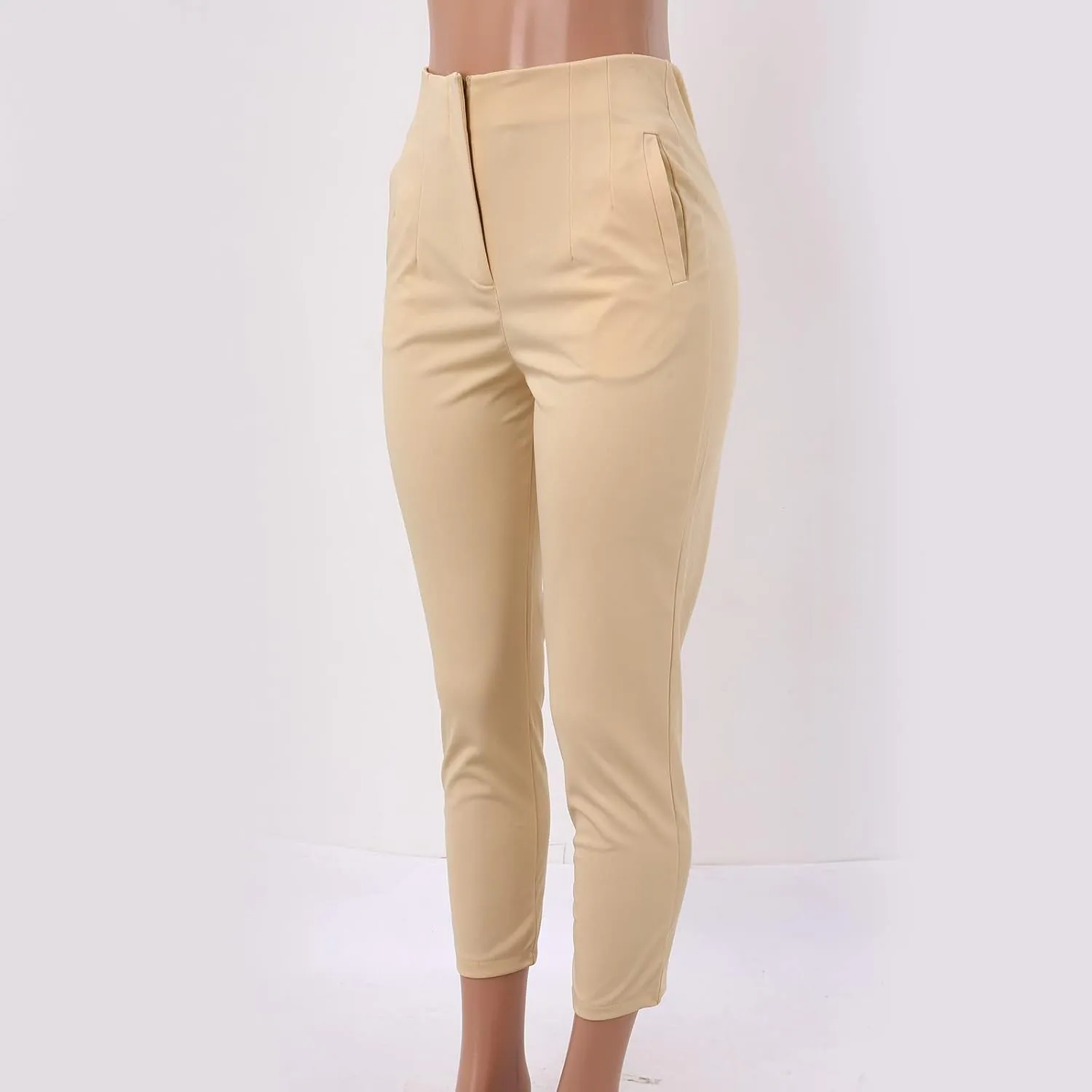 Slim Skinny Pants for Women Business High Waist Lifting Hop Trousers Casual Straight Leg Ankle Pants with Pockets
