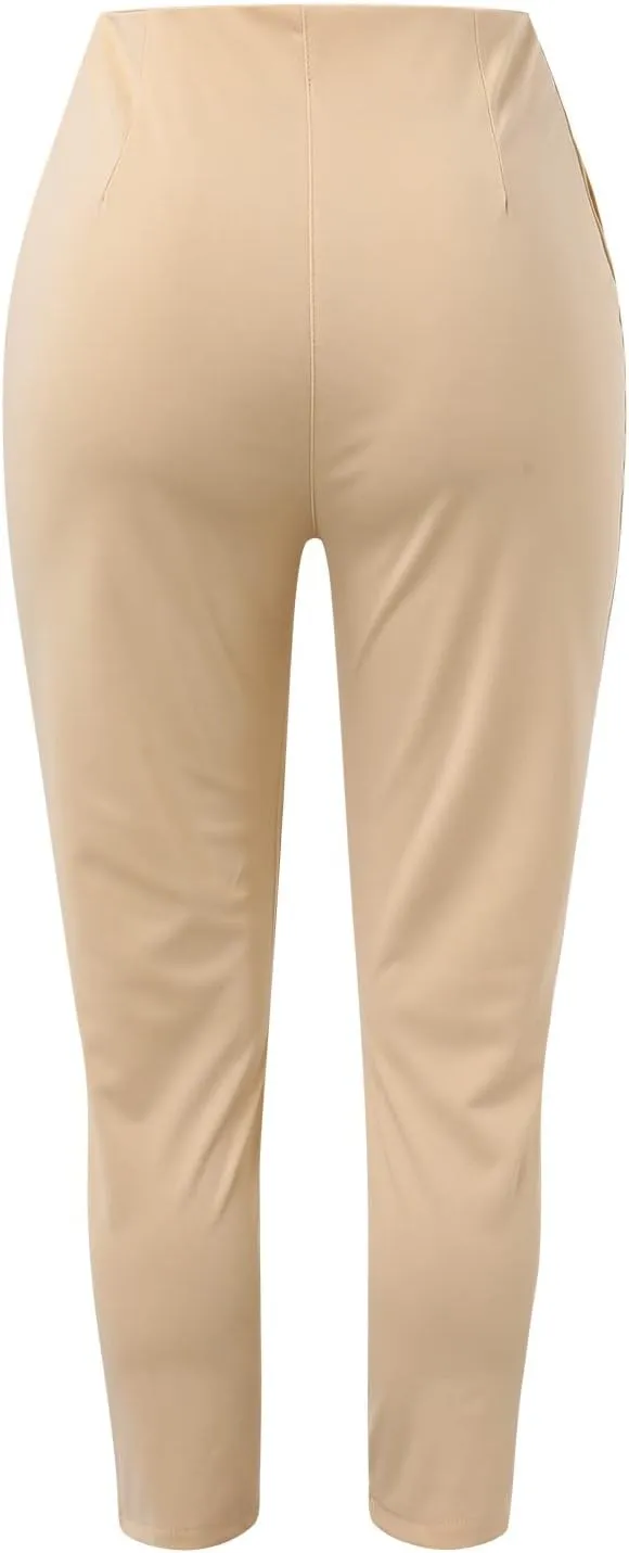 Slim Skinny Pants for Women Business High Waist Lifting Hop Trousers Casual Straight Leg Ankle Pants with Pockets