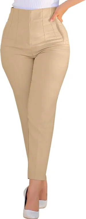 Slim Skinny Pants for Women Business High Waist Lifting Hop Trousers Casual Straight Leg Ankle Pants with Pockets