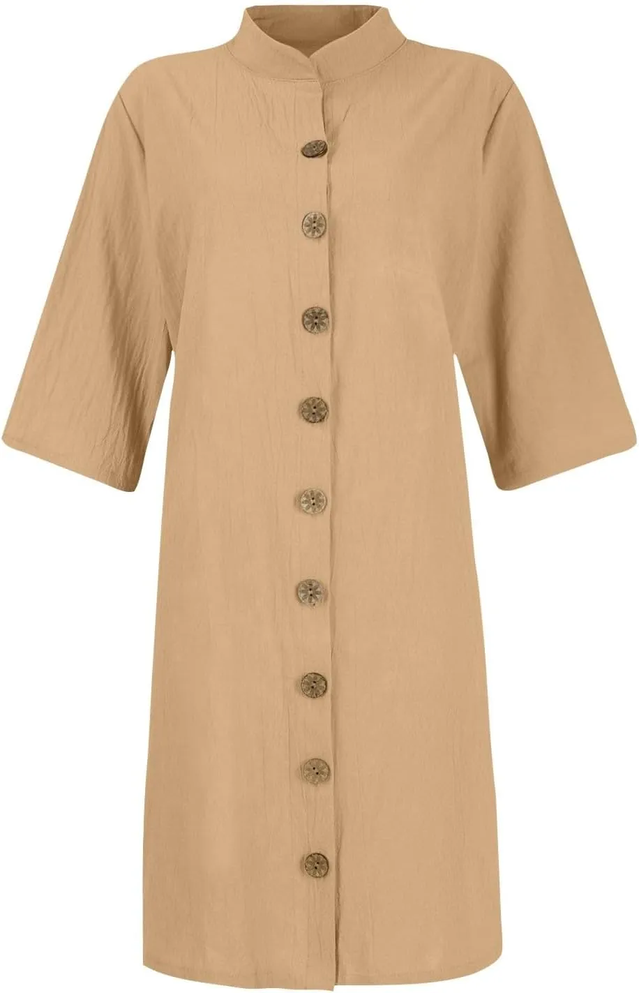 Summer Dresses for Women 2024 Casual Button Down Midi Shirt Dress Beach Half Sleeve V Neck Knee Length Dress