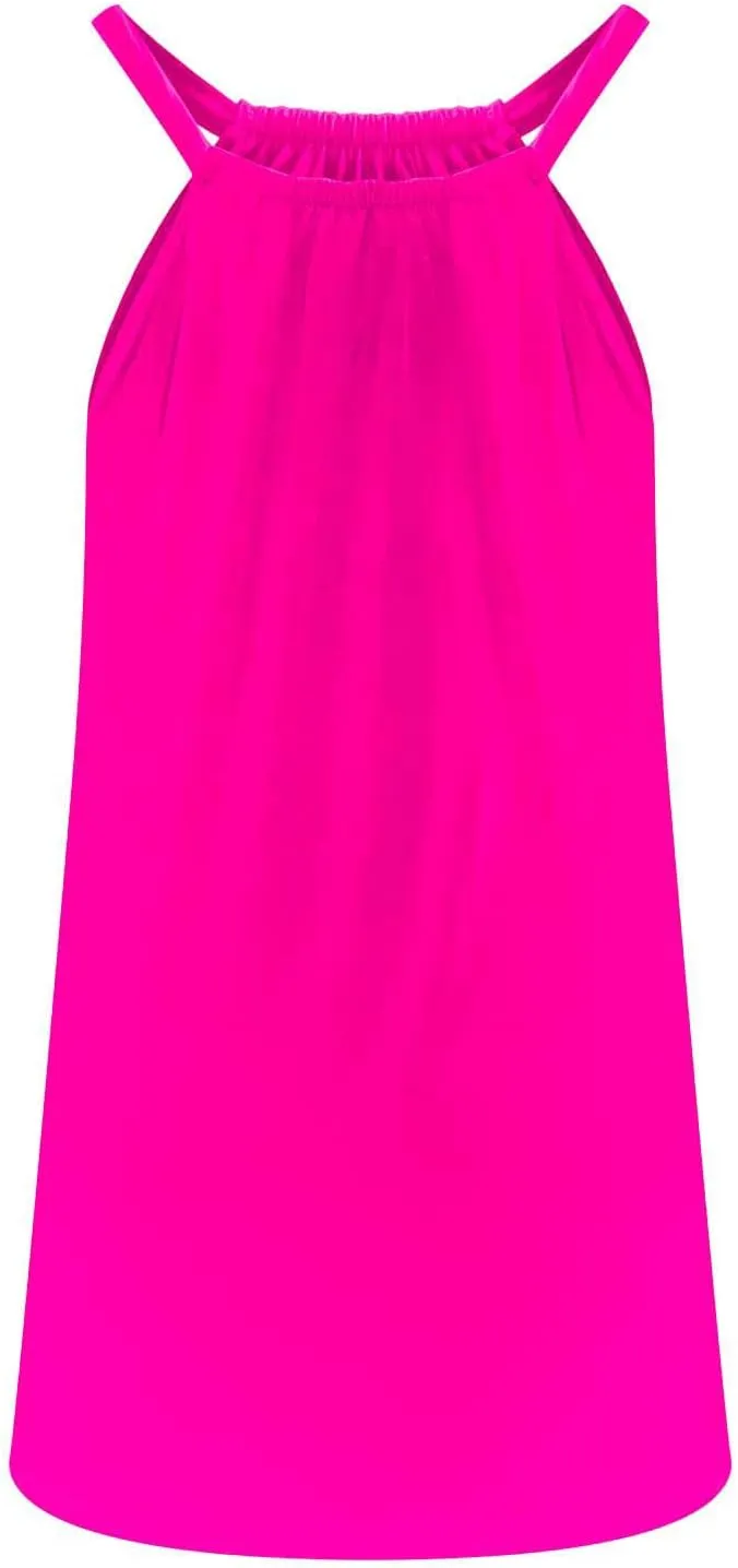 Sun Dresses Women Sleeveless Crewneck Mini Dress Ruffle Summer Beach Coverup Sundress Casual Hawaiian Outfits