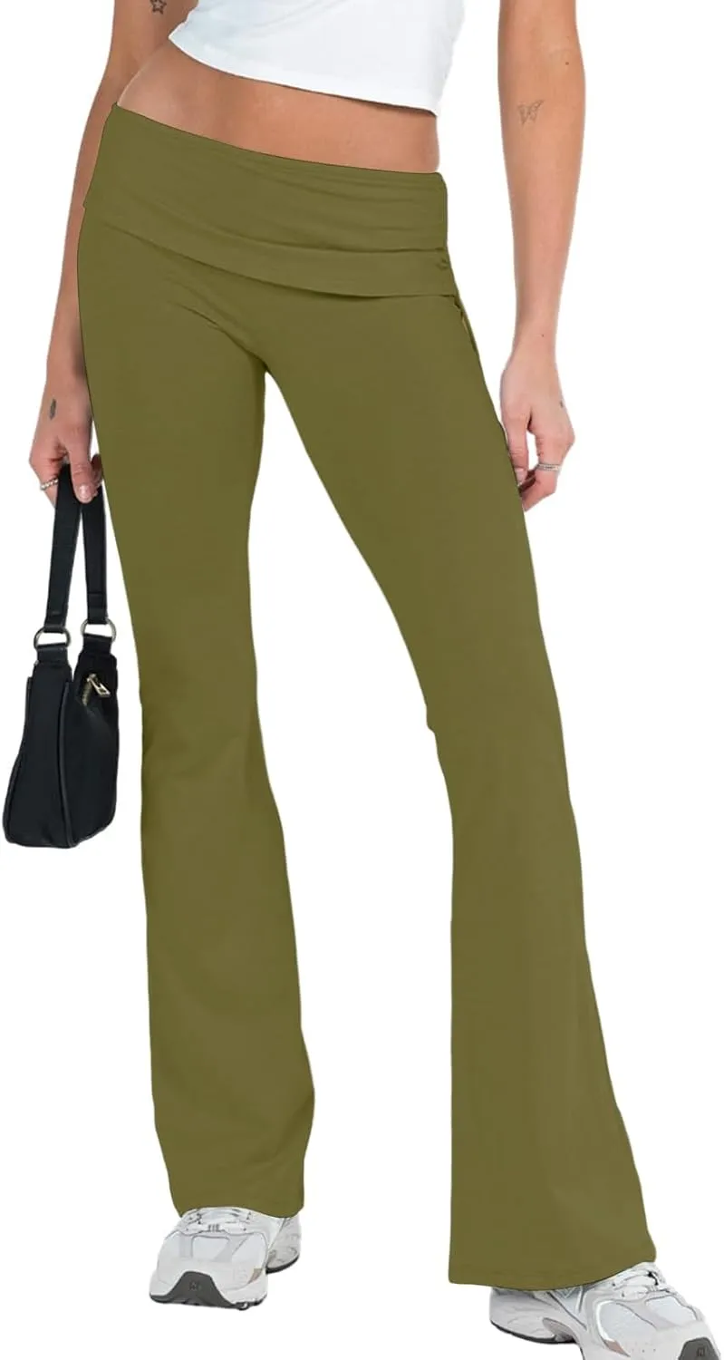 SVALIY Womens Flare Leggings Yoga Pants Women Fold Over Bootcut Lounge Workout Pant