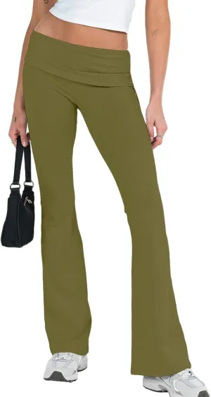 SVALIY Womens Flare Leggings Yoga Pants Women Fold Over Bootcut Lounge Workout Pant