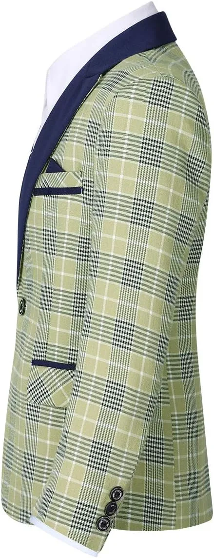 SWOTGdoby Boys Suits 3 Piece Slim Fit Check Plaid Kids Tuxedo Suits for Boys Formal Dress Blazer Jacket Pants Vest Wedding