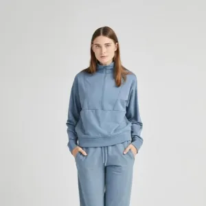 Terry Half Zip Pullover (Blue Mirage)