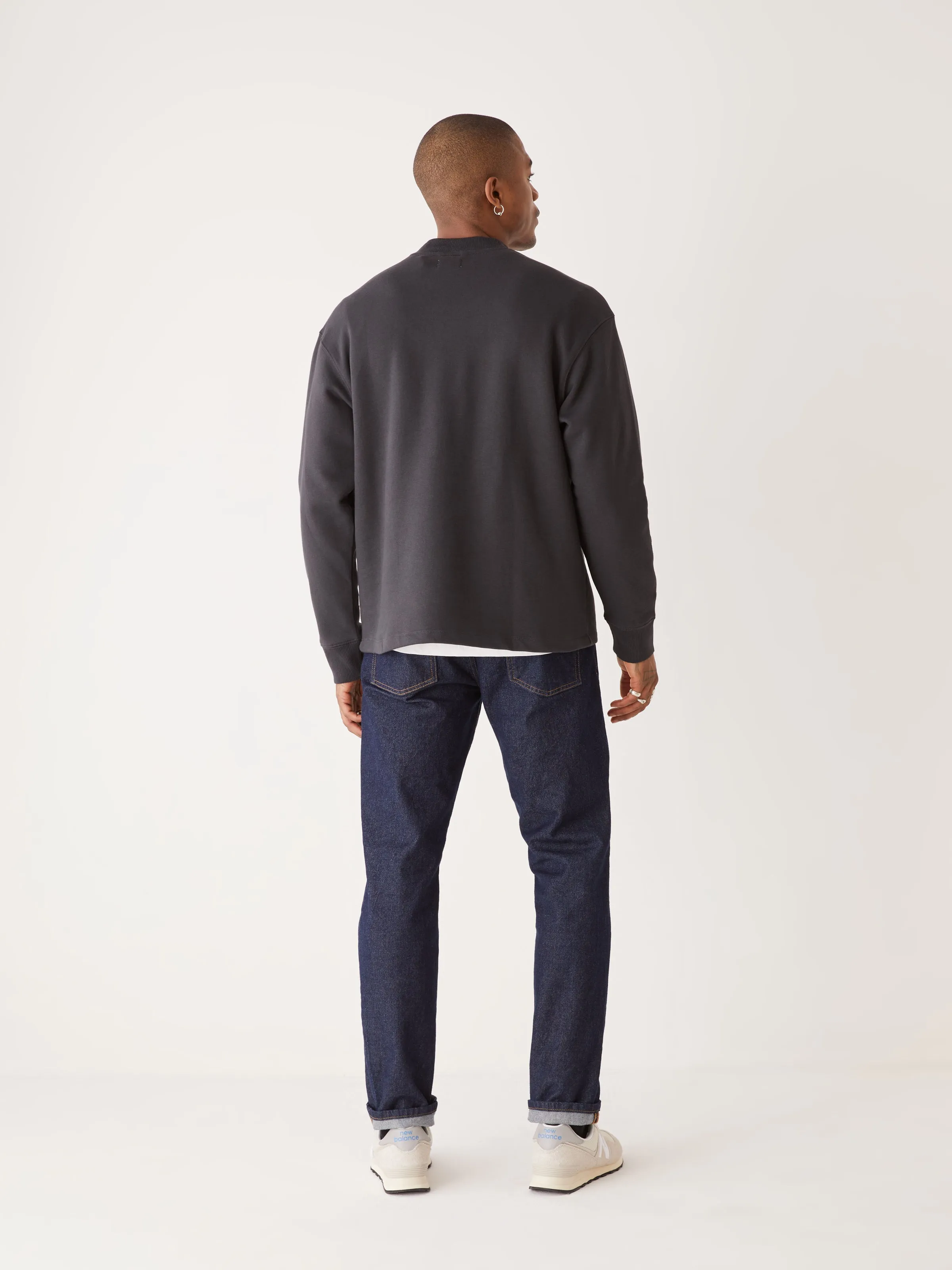 The French Fleece Mockneck in Washed Black
