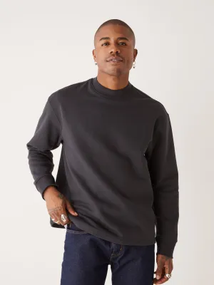 The French Fleece Mockneck in Washed Black