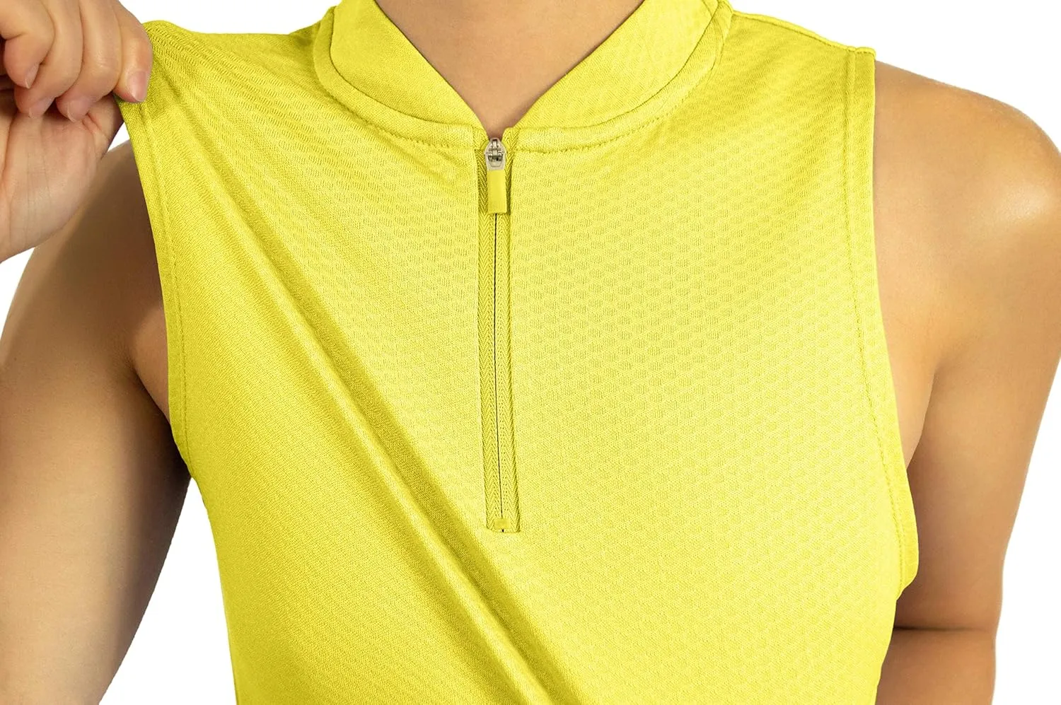 Three Sixty Six Womens Sleeveless Collarless Golf Polo Shirt with Zipper - Quick Dry Tank Tops for Women