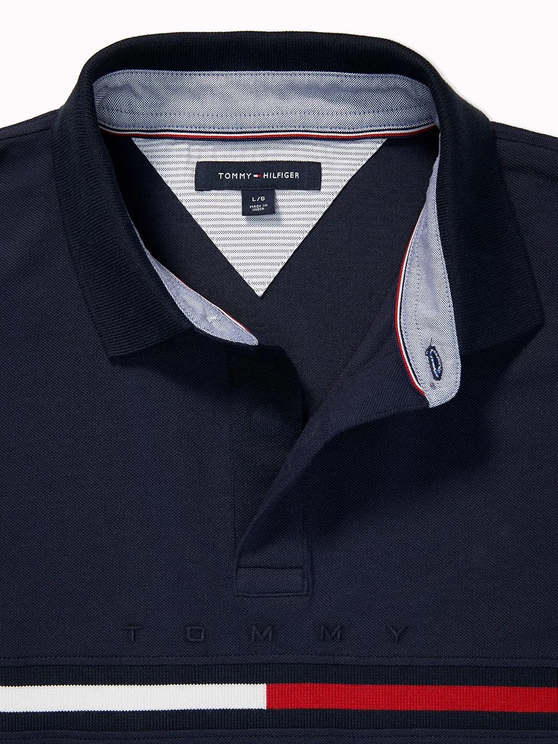 Tommy Hilfiger Men's Adaptive Short Sleeve Flag Polo Shirt with Magnetic Buttons in Custom Fit