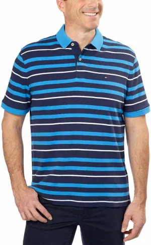 Tommy Hilfiger Mens Striped Interlock Polo Navy Blazer/Multi Large