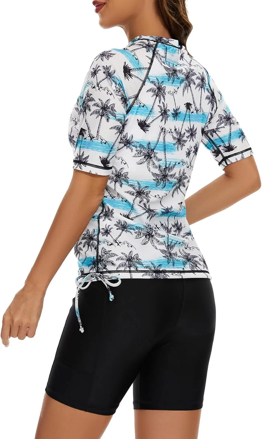 Tournesol Women's Two Piece Rash Guard Short Sleeve Swim Shirts UPF 50  Built in Bra Swimsuit with Boyshorts with Pockets