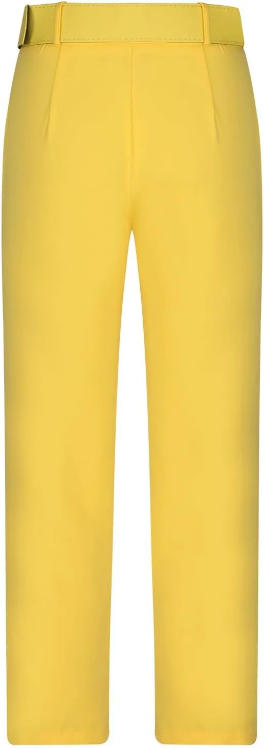 Uillui Dress Suit Pants for Women Business Casual Straight Leg Trouser Dressy High Waist Office Work Pant Slacks with Belted