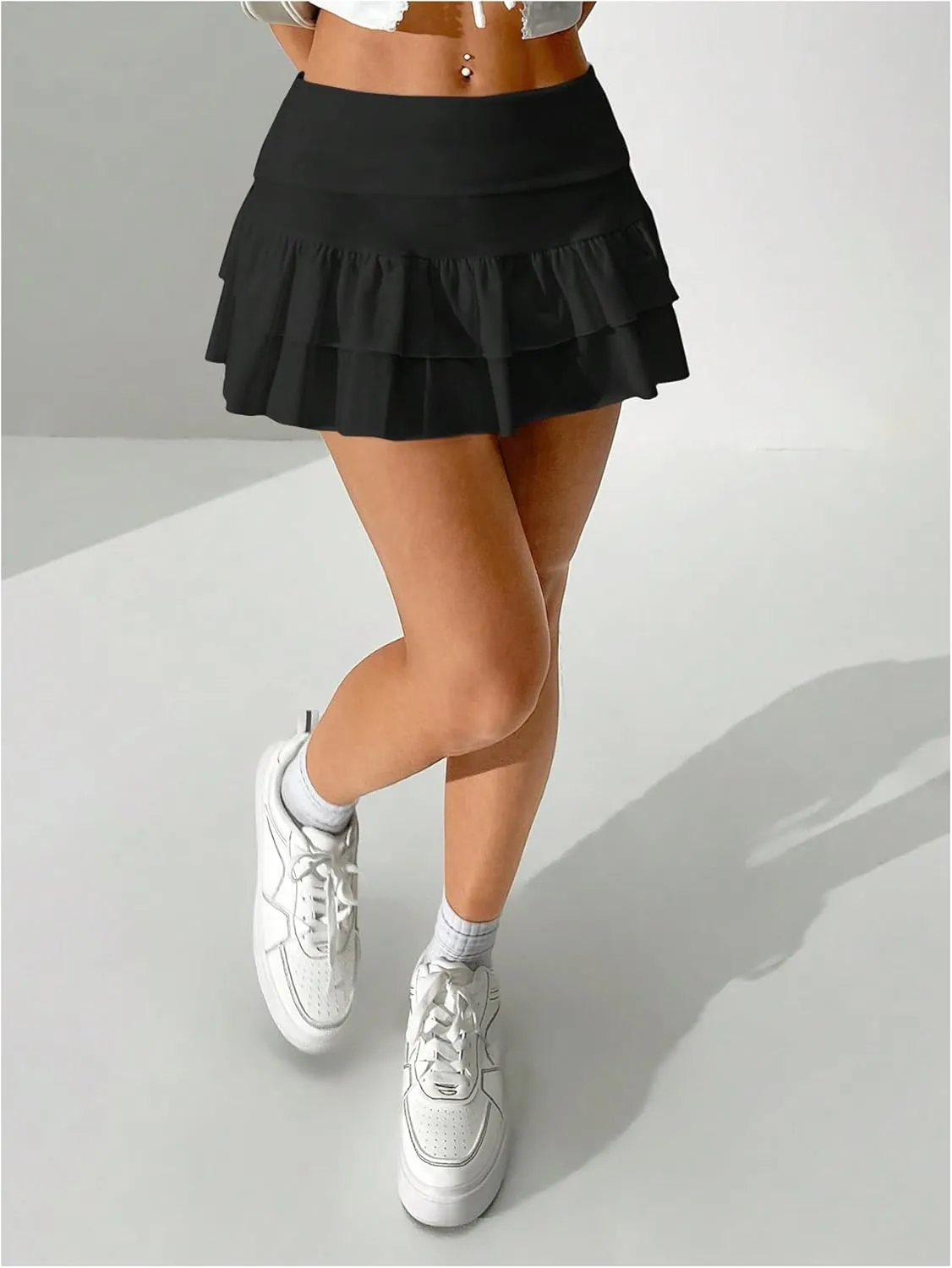 Verdusa Women's Ruffle Layered Mini Skirts Y2K Flared Flowy Short Skirt