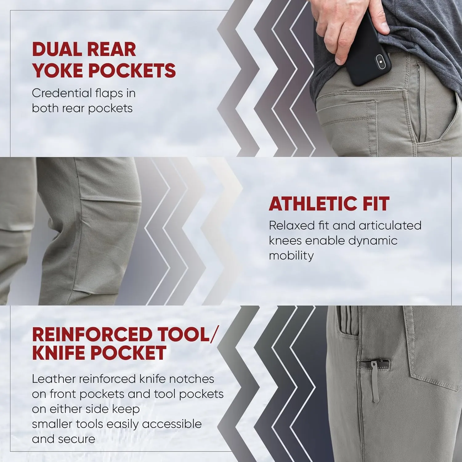 Vertx Delta 2.1 Mens Stretch Pants Straight Leg with Pockets Lightweight Cotton Casual Workwear