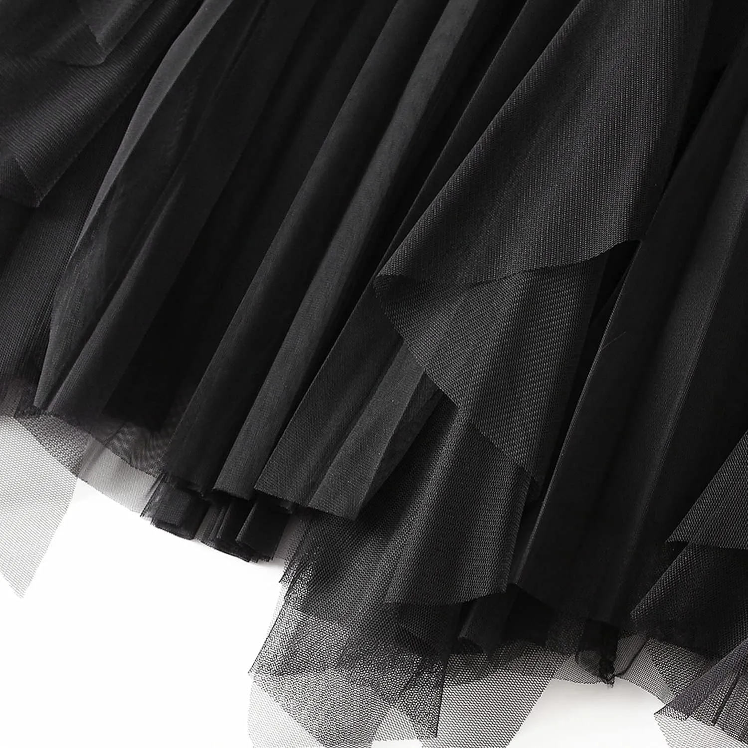 Waist Skirts Women's Ruffle Tulle Skirt Fairy Elastic High Waist Tutu Midi Skirt Elegant A-Line Swing Pleated Skirt Black