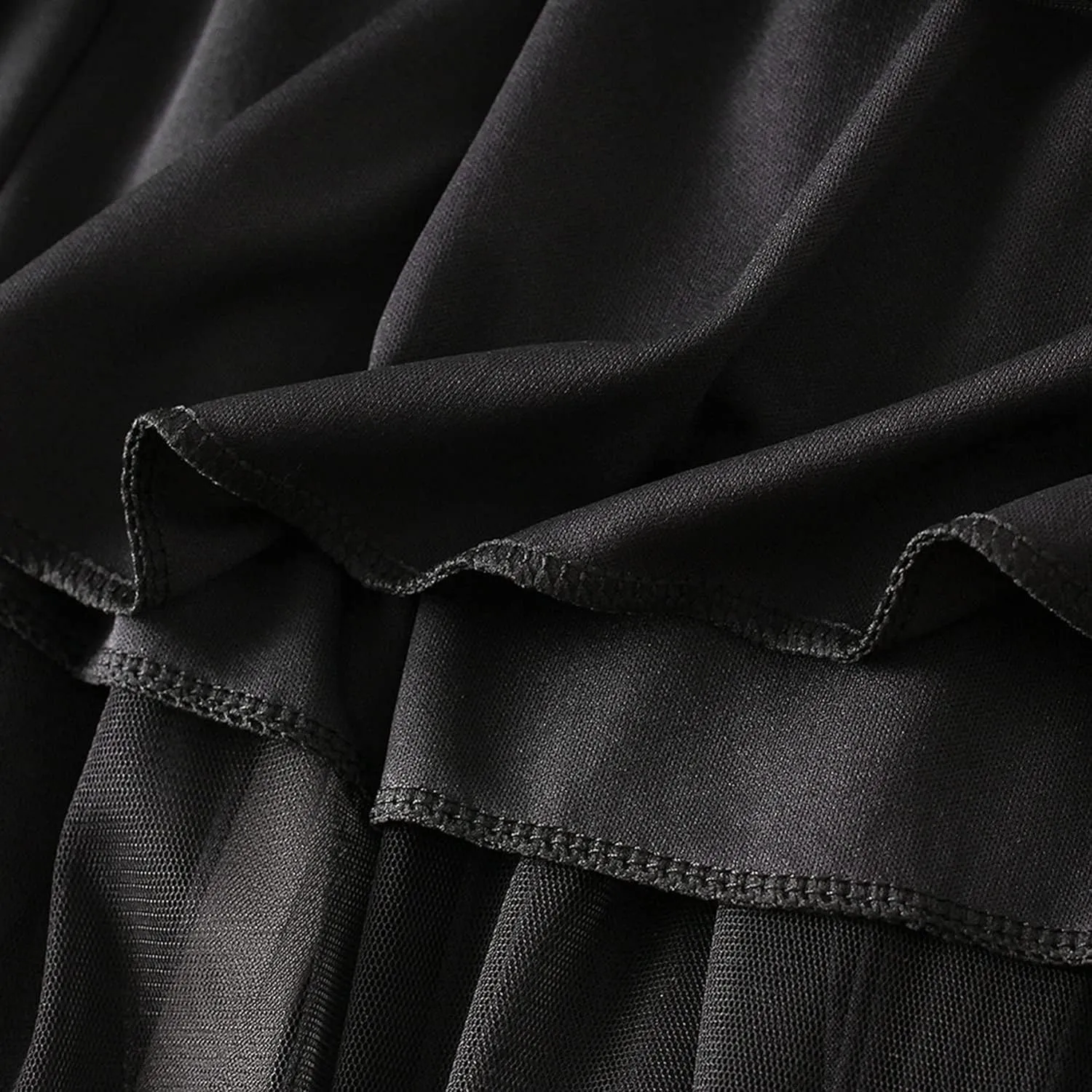Waist Skirts Women's Ruffle Tulle Skirt Fairy Elastic High Waist Tutu Midi Skirt Elegant A-Line Swing Pleated Skirt Black