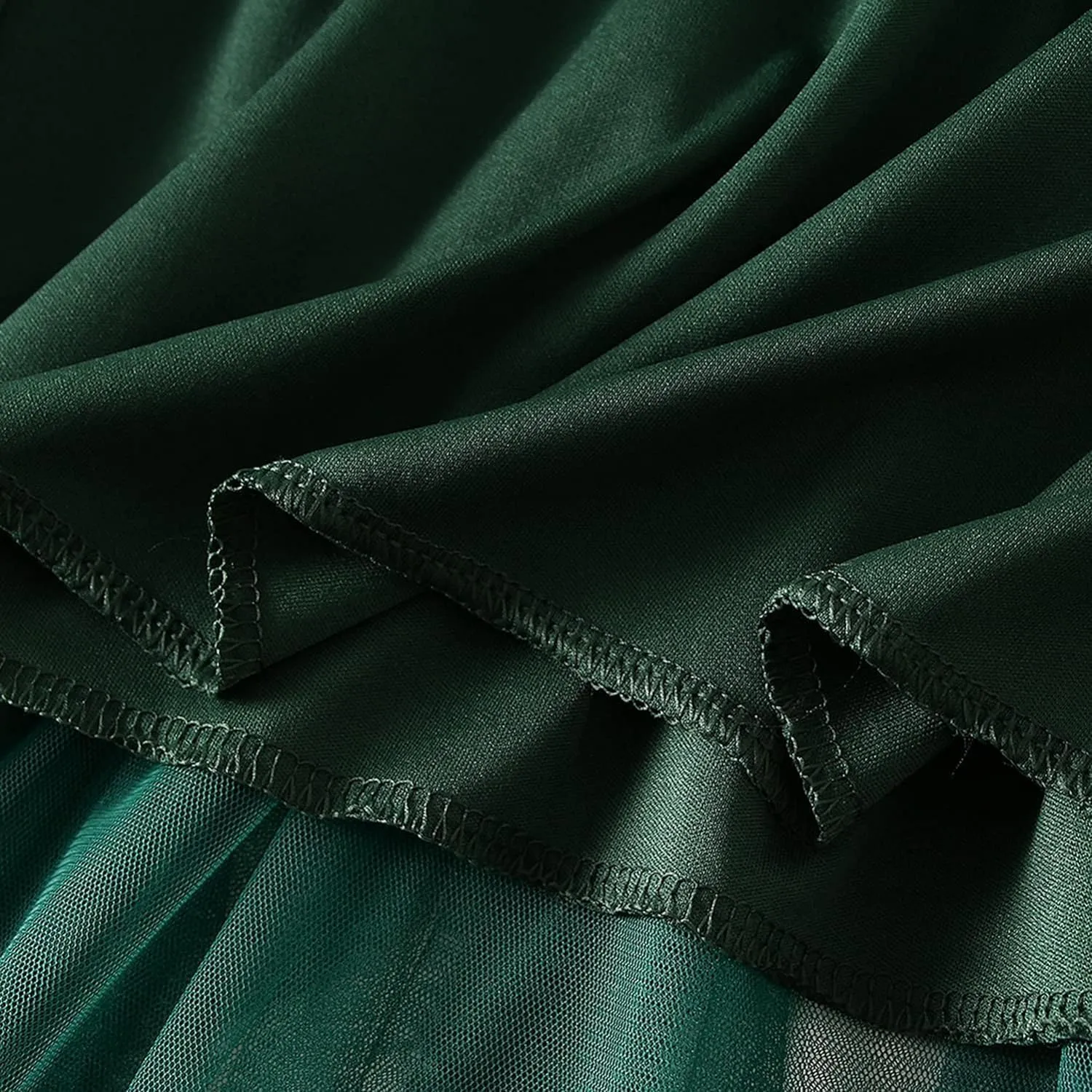 Waist Skirts Women's Ruffle Tulle Skirt Fairy Elastic High Waist Tutu Midi Skirt Elegant A-Line Swing Pleated Skirt Green, 80cm