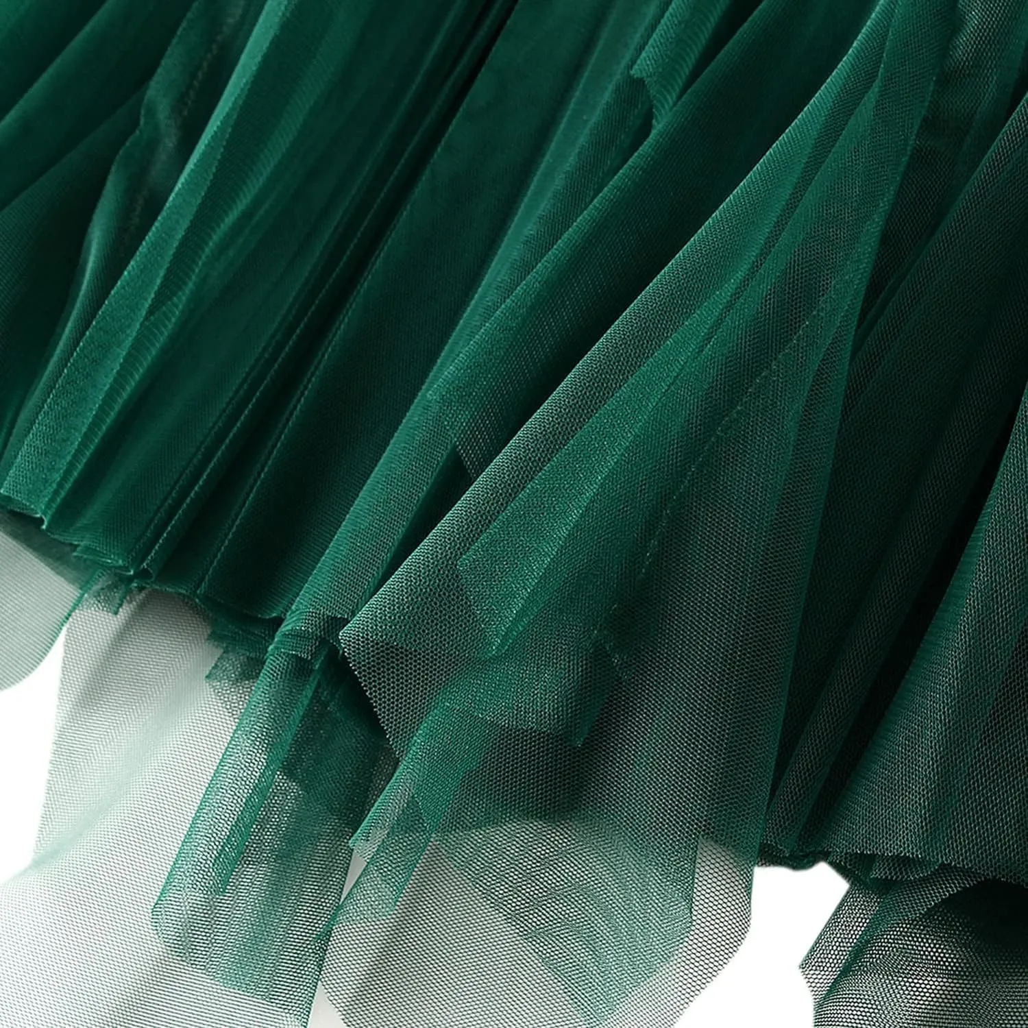Waist Skirts Women's Ruffle Tulle Skirt Fairy Elastic High Waist Tutu Midi Skirt Elegant A-Line Swing Pleated Skirt Green, 80cm