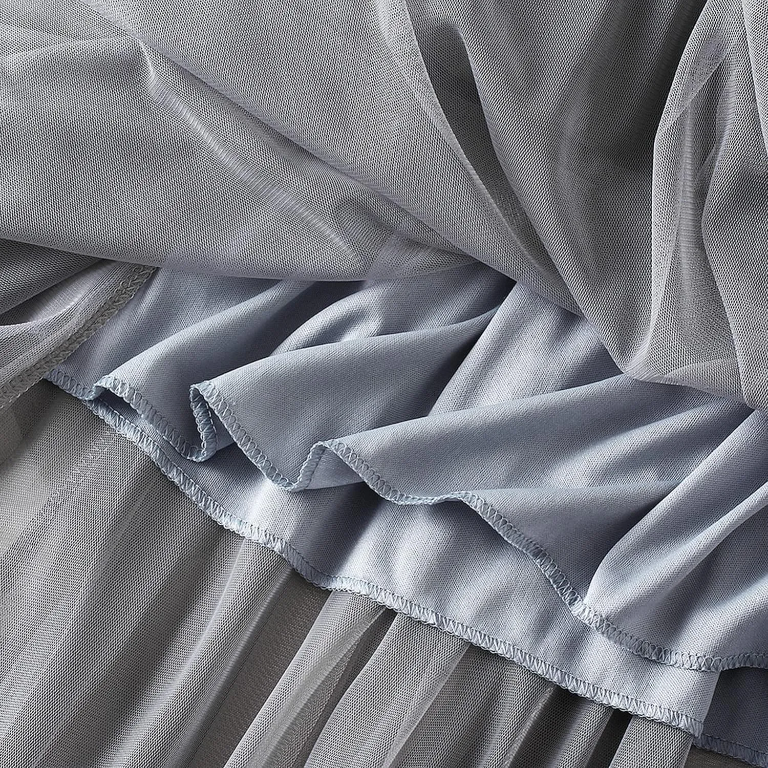 Waist Skirts Women's Ruffle Tulle Skirt Fairy Elastic High Waist Tutu Midi Skirt Elegant A-Line Swing Pleated Skirt Grey