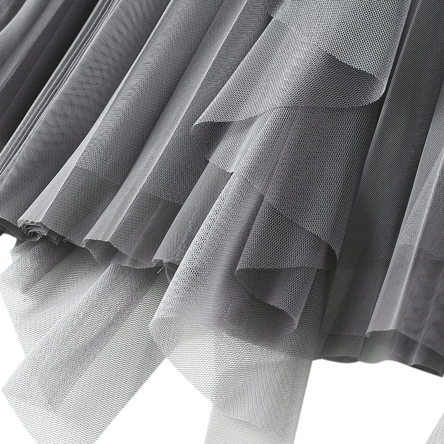Waist Skirts Women's Ruffle Tulle Skirt Fairy Elastic High Waist Tutu Midi Skirt Elegant A-Line Swing Pleated Skirt Grey