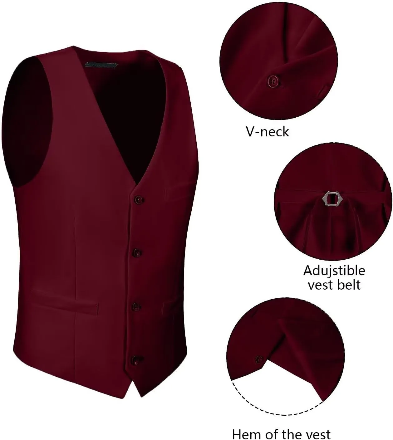 Wehilion Men's Suits 2 Pieces, Vest Pants Set for Men, V-Neck Slim Fit Casual Suit Waistcoat