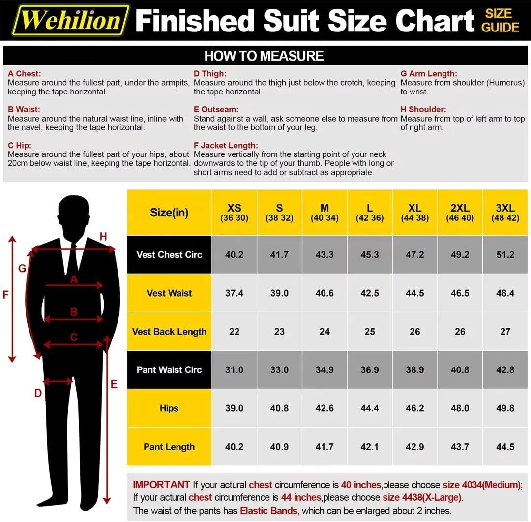 Wehilion Men's Suits 2 Pieces, Vest Pants Set for Men, V-Neck Slim Fit Casual Suit Waistcoat