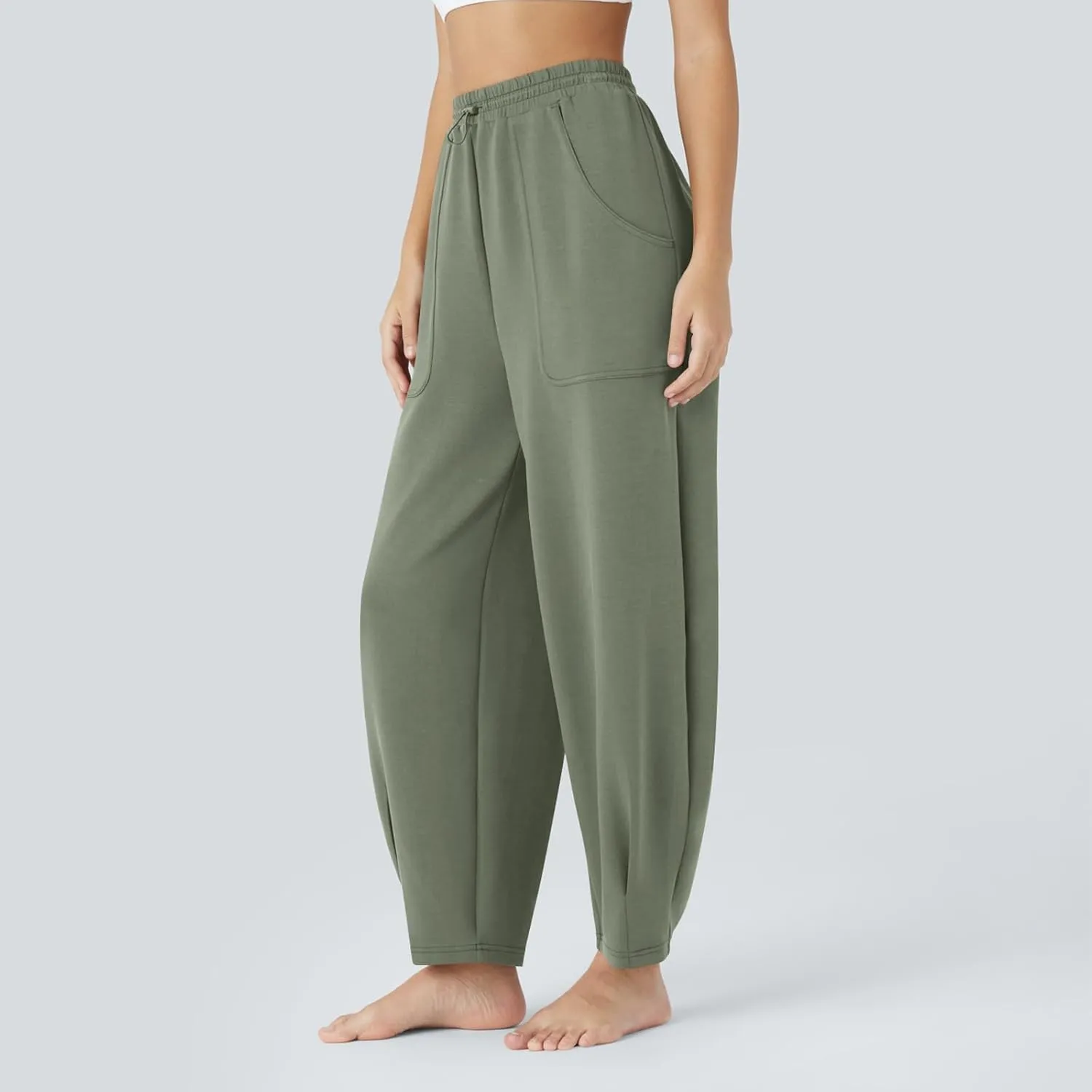 Wide Leg Harem Pants for Women Cotton Linen Casual High Waisted Trousers with Pockets Loose Fit Beach Palazzo Pants