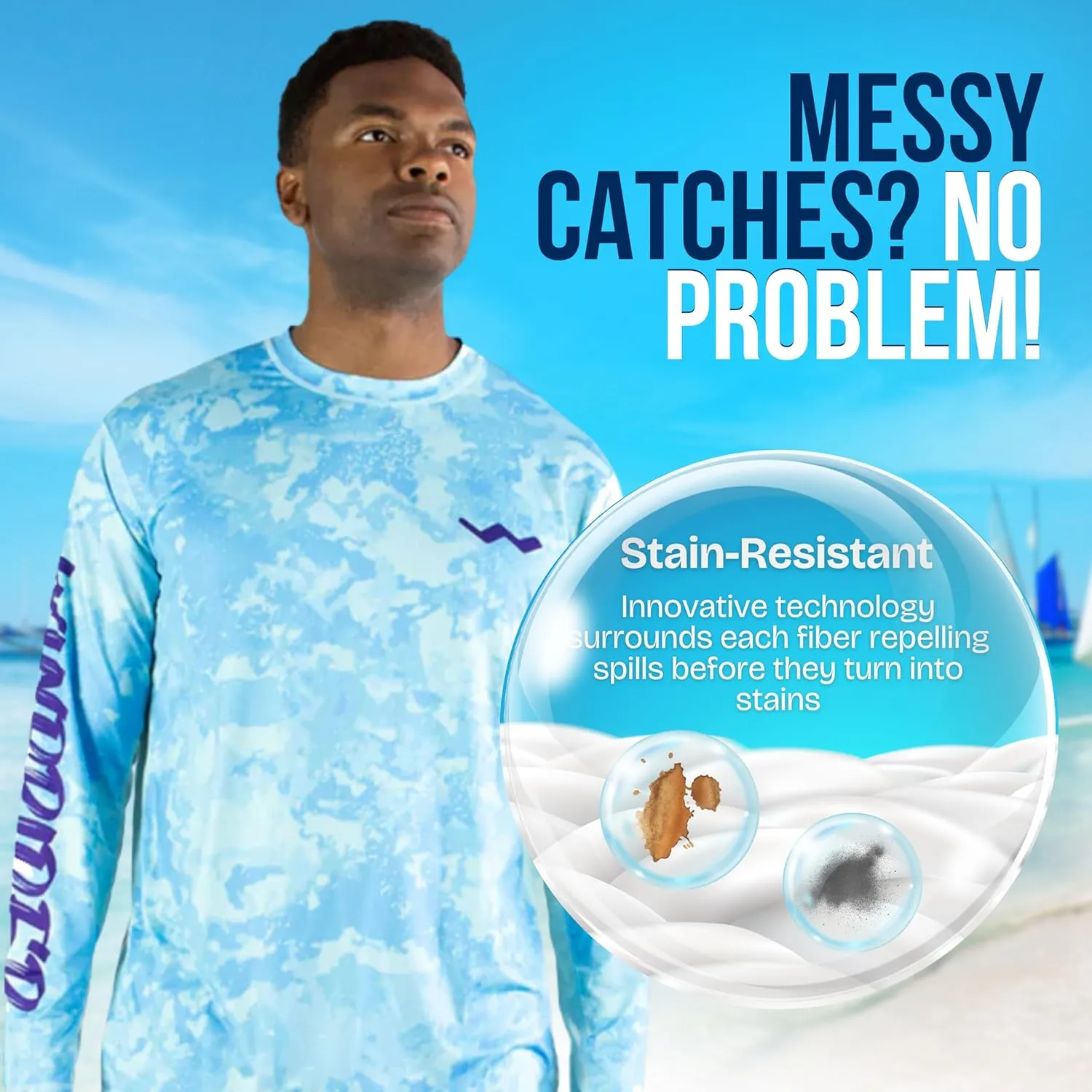 WindRider UPF 50  Sun Protection Long Sleeve Shirts for Men  Rash Guard Mens Swim Shirt for Fishing Swimming & Outdoor Fun