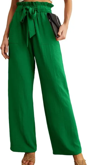 Women Cotton Linen Summer Casual Loose Palazzo Lounge Pants Elastic Waisted Ankle Length Slim Fit Pants Trendy