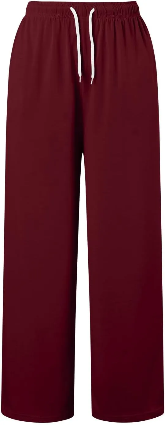 Women Cotton Linen Summer Flowy Pants Elastic Waisted Baggy Stretchy Plus Size Trousers Business Work
