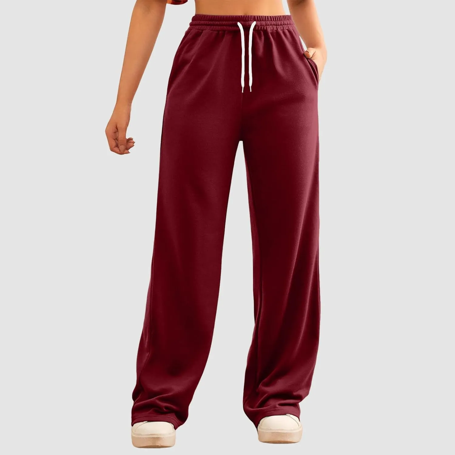 Women Cotton Linen Summer Flowy Pants Elastic Waisted Baggy Stretchy Plus Size Trousers Business Work