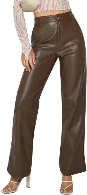 Women Faux Leather Flare Pants PU High Waisted Skinny Bell Bottoms Leggings Trendy Bootcut Pants with Slant Pocket