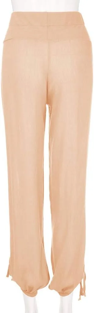 Women Linen Summer Letter Patched Pants Low Waist Long Lounge Slim Fit Pants Travel