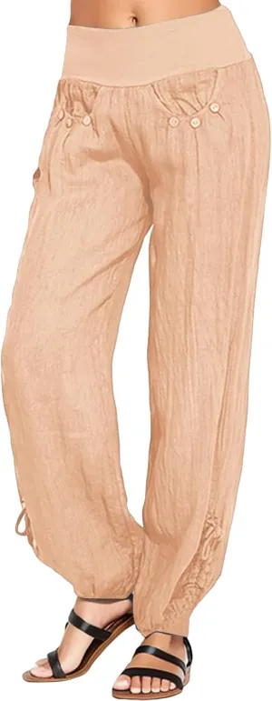 Women Linen Summer Letter Patched Pants Low Waist Long Lounge Slim Fit Pants Travel