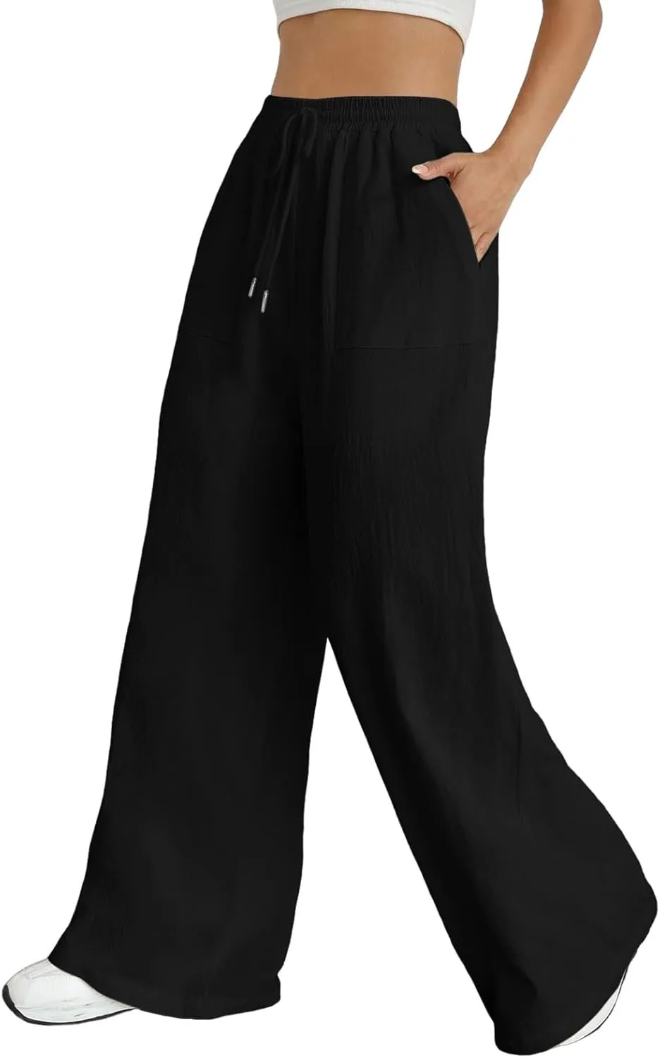 Women Linen Summer Printed Palazzo Pants Elastic Waisted Stretchy Plus Size Palazzo Pants Travel