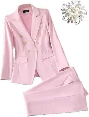 Women's 2024 Fall Business Blazer Pant Suit Set for Work 2 Pieces Set Suiting