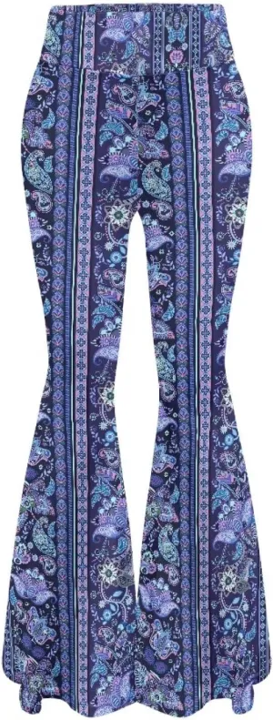 Women's 70S Yoga Pants Flare Ladies Hippie Flower Flared Leggings Athletic Leggings High Waisted Workout Pants