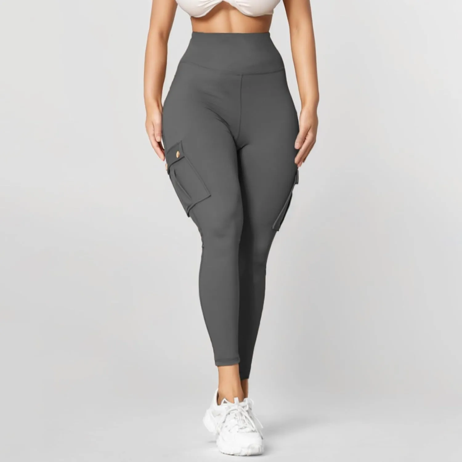 Womens Cargo Leggings High Waist Tummy Control Workout Yoga Pants Slim Fit Stretch Cargo Pants with Pockets 2025