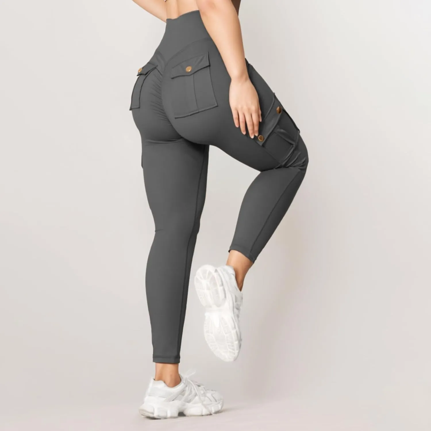 Womens Cargo Leggings High Waist Tummy Control Workout Yoga Pants Slim Fit Stretch Cargo Pants with Pockets 2025