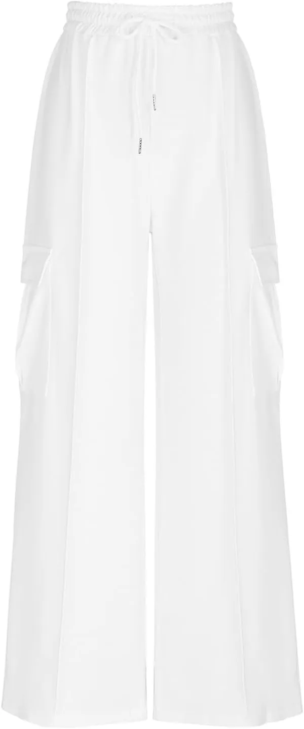 Womens Cargo Sweatpants with Pockets Wide Leg Baggy High Waisted Sweats Pants Drawstring Waist Athletic Trousers