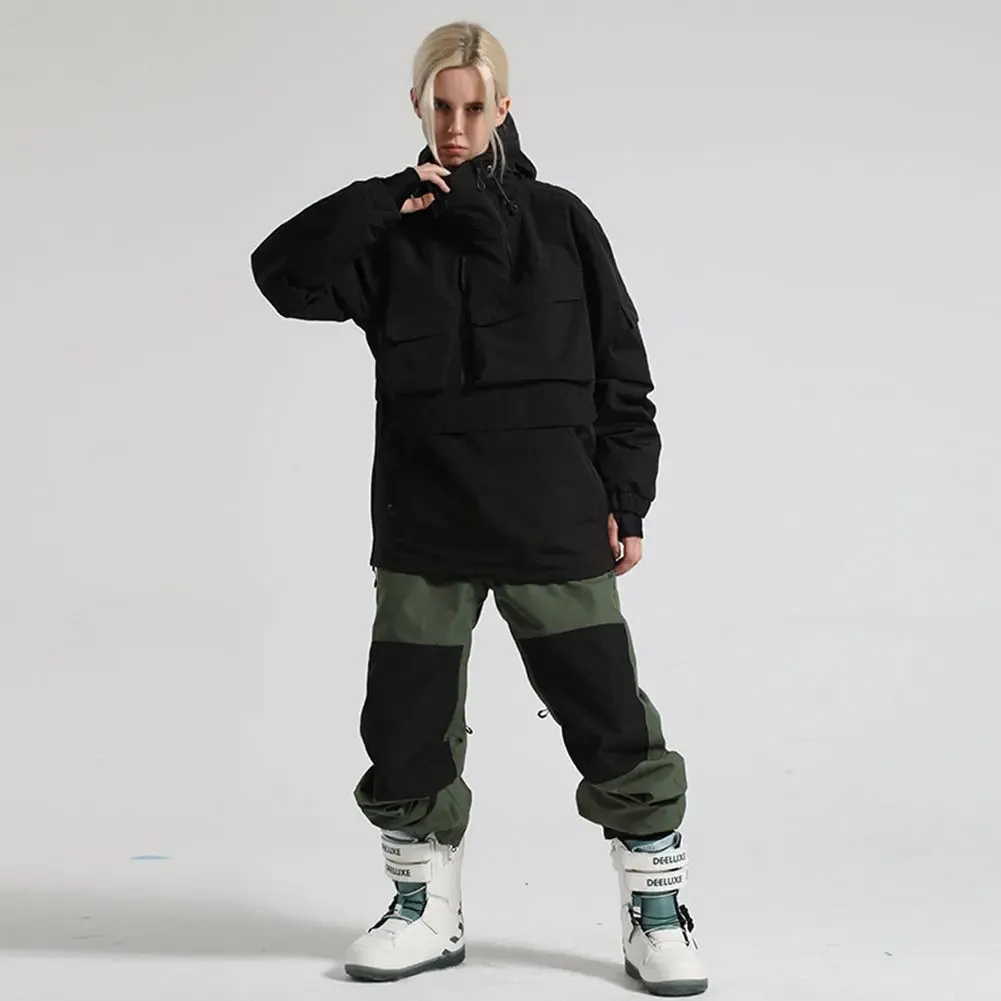 Women's Double Zipper Snowboard Jacket and Baggy Pants