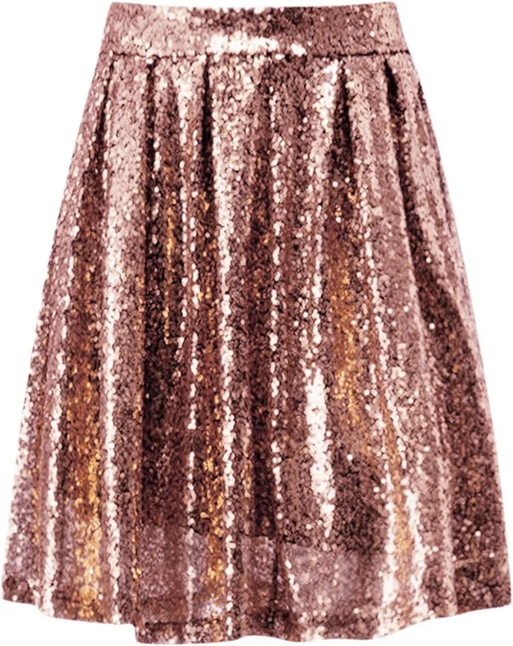 Women's Fashion High Waist Pleated Solid Color Short Skirt Loose Sequin Skirt Skirts for Women Knee Length with