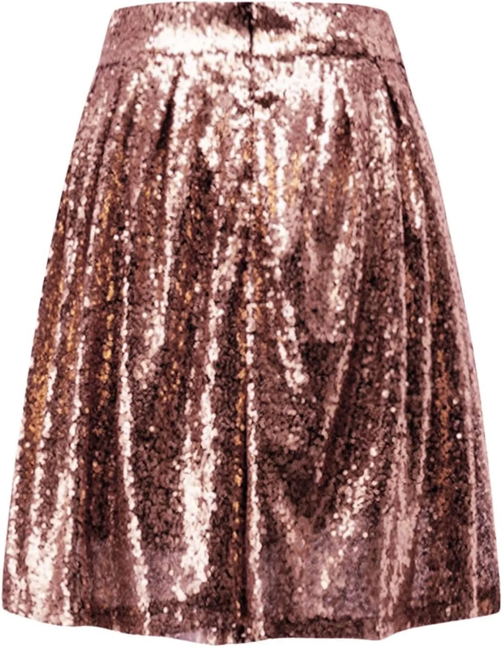 Women's Fashion High Waist Pleated Solid Color Short Skirt Loose Sequin Skirt Skirts for Women Knee Length with